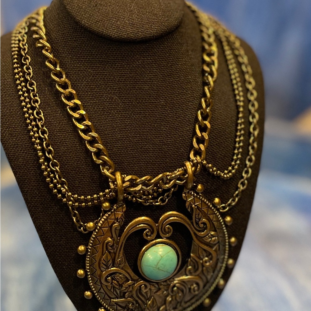 Vintage Gold and Turquoise Necklace